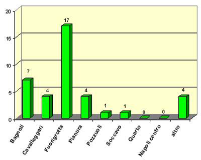 Grafico a torta che mostra il quartiere di provenienza delle prime classi dello scientifico
