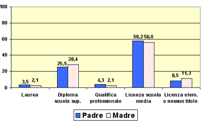 Grafico a torta che mostra il titolo di studio genitori del tecnico