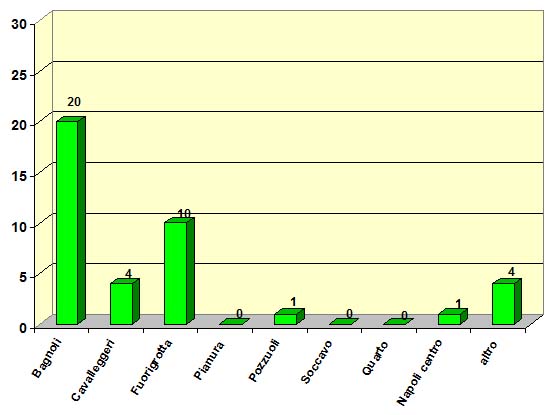 Grafico a torta che mostra il quartiere di provenienza delle prime classi dello scientifico