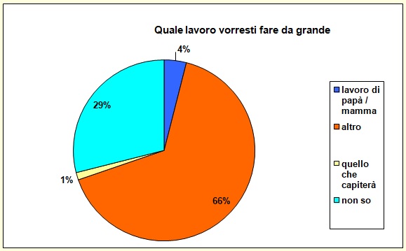 Grafico a torta che mostra il mestiere che desidererebbe fare lo studente Grafico a torta che mostra il mestiere che desidererebbe fare lo studente