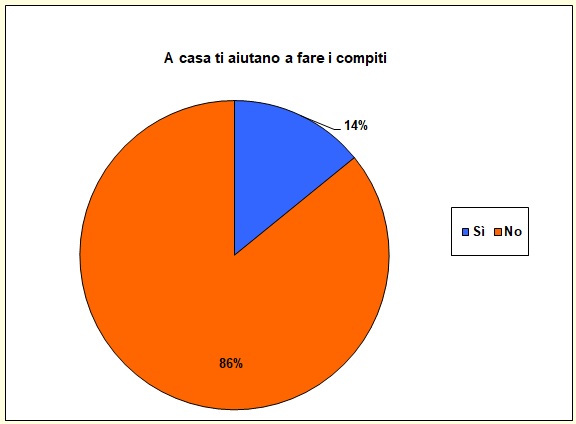 Grafico a torta che mostra se lo studente è aiutato nello studio