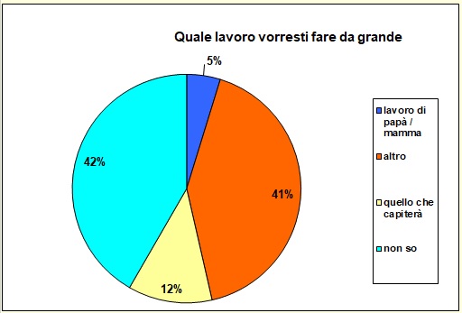 Grafico a torta che mostra il mestiere che desidererebbe fare lo studente Grafico a torta che mostra il mestiere che desidererebbe fare lo studente